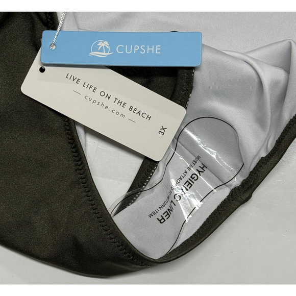 Cupshe Swimsuit Womens 3X Green One Piece Tie Halter 20% Spandex New - Picture 4 of 7